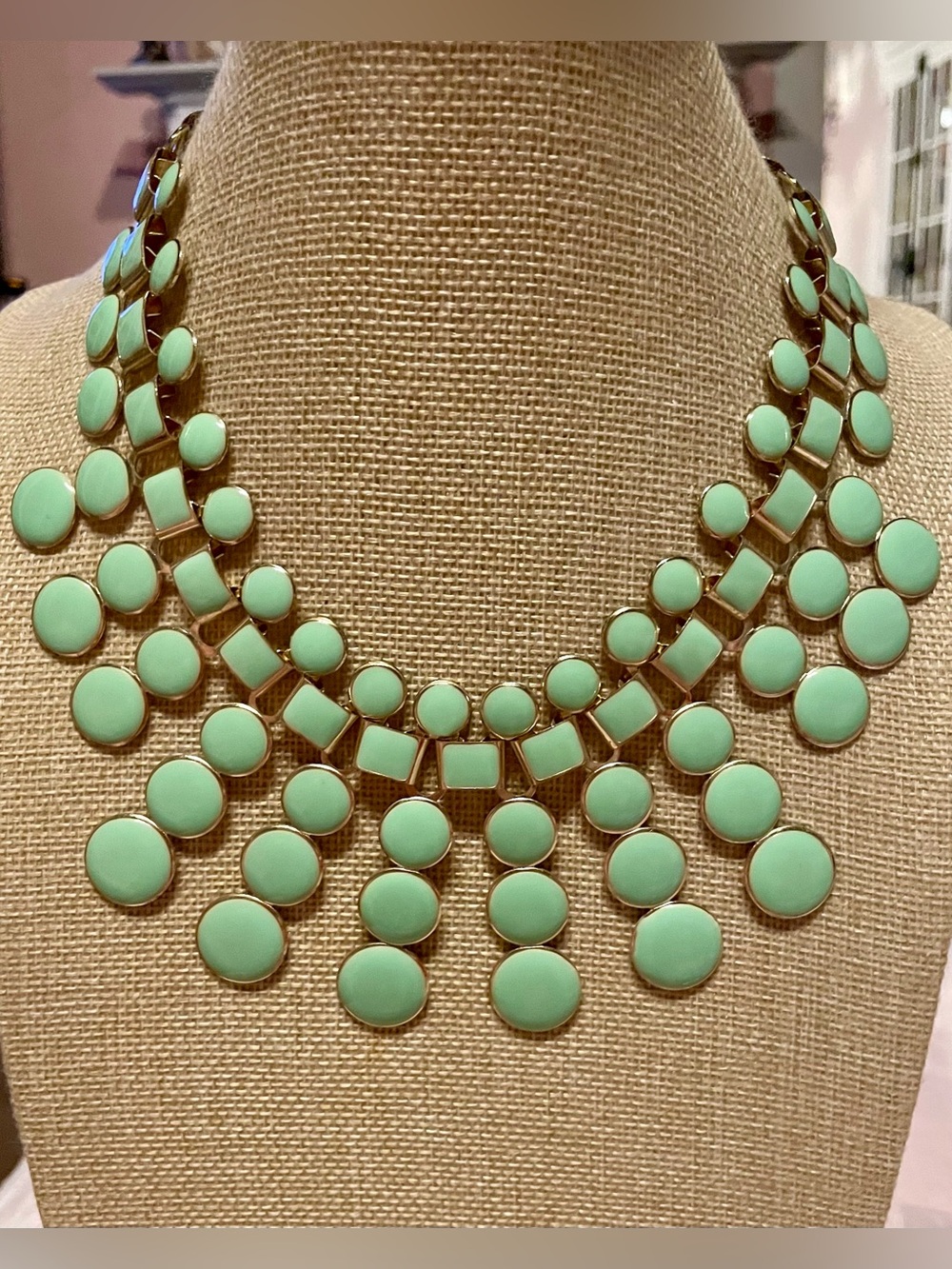 Mint Green Statement Bib Necklace - Picture 6 of 6